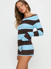 Ahani Low Rise Knit Shorts Blue Brown