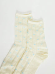 Averee Ribbed Heart Socks Yellow Blue
