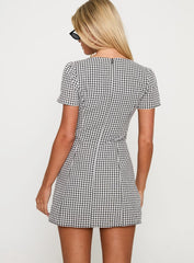 Loveliness Playsuit Black White Check