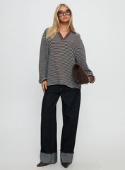 Rigbys Collared Jumper Brown Blue Stripe