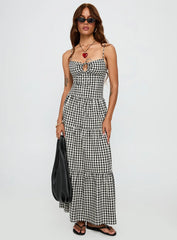 Avaleine Tiered Maxi Dress Black White Check