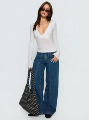 Lando Low Rise Straight Leg Jeans Mid Blue Wash