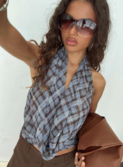 Aldana Plunge Neck Top Multi Check