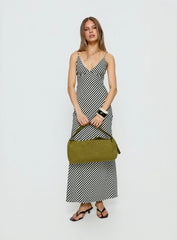 Lesondo V Neck Maxi Dress Black White Stripe