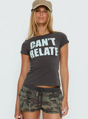 Cant Relate Graphic Top Grey Blue