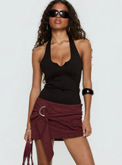 Lowretta Faux Suede Belt Mini Skirt Burgundy