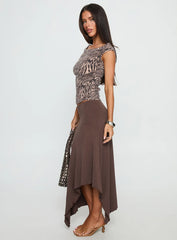 Futura Asymmetrical Midi Skirt Chocolate