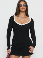 Baseline V Neck Long Sleeve Top Black White