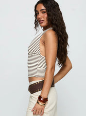 Whimsy Halter Top Chocolate White Stripe