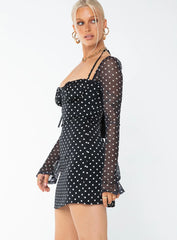 Dyer Mini Dress Black Polka Dot