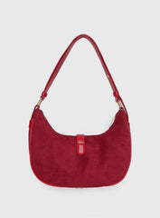 Jaxton Buckle Faux Suede Shoulder Bag Red