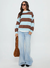 Ardentia Crew Neck Knit Sweater Aqua Stripe