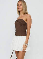 Sicialia Strapless Mini Dress Brown White