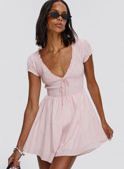Wescott Stripe Playsuit Pink White