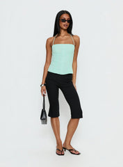 Delamere Tie Neck Top Aqua