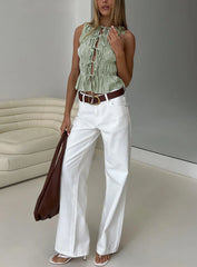 Serenitia Mid Rise Straight Leg Relaxed Jeans White Wash