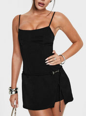 Piatta Wrap Playsuit Black