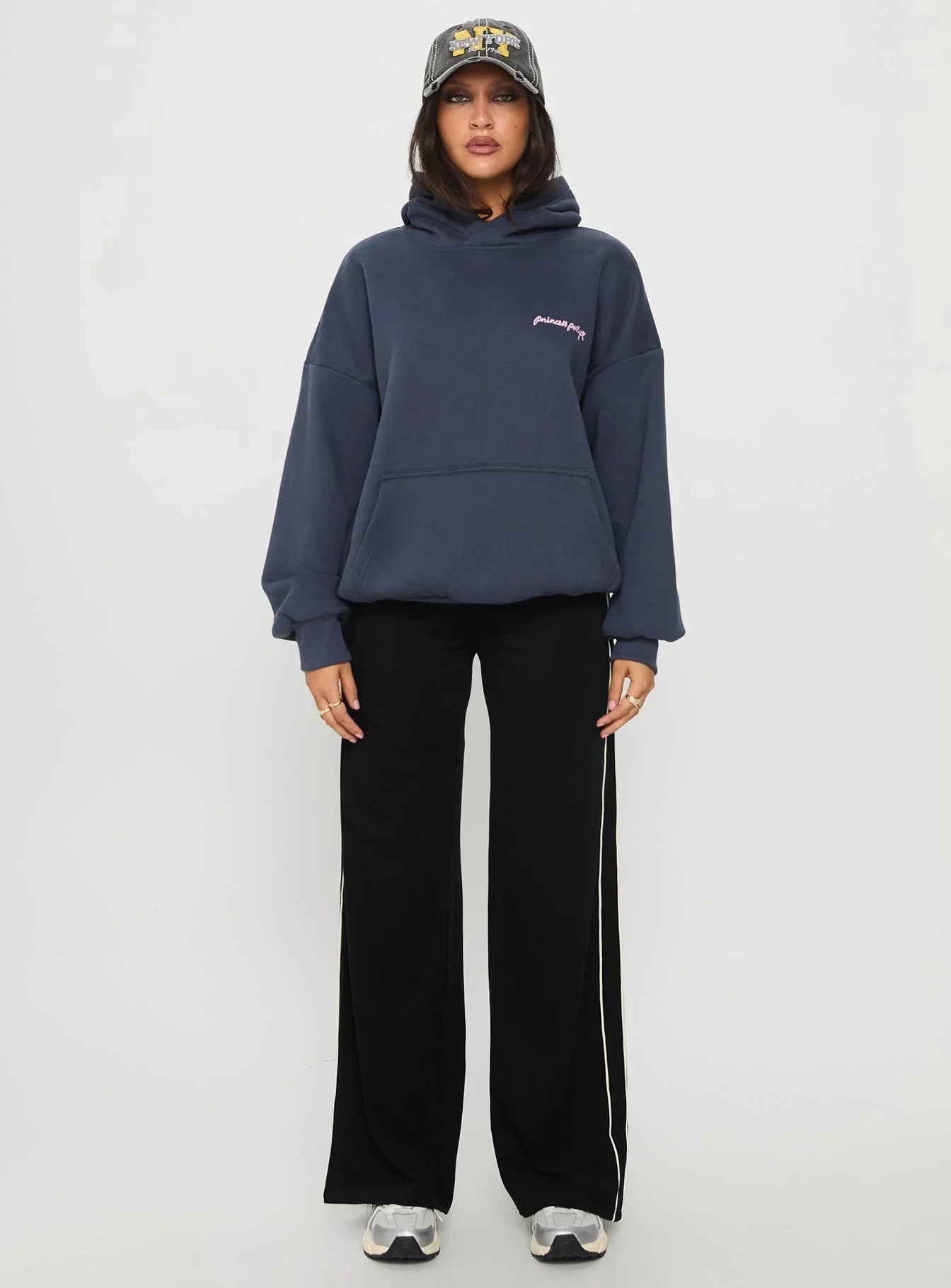 Princess Polly Love Letter Graphic Hoodie Slate Grey