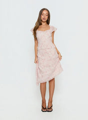 Avaline Lace Trim Blouse Top Pink