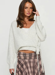 Daelan Wrap Knit Cardigan Grey Marle