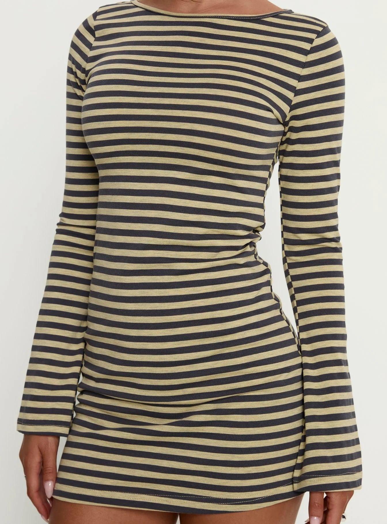 Bryanna Long Sleeve Mini Dress Yellow Navy
