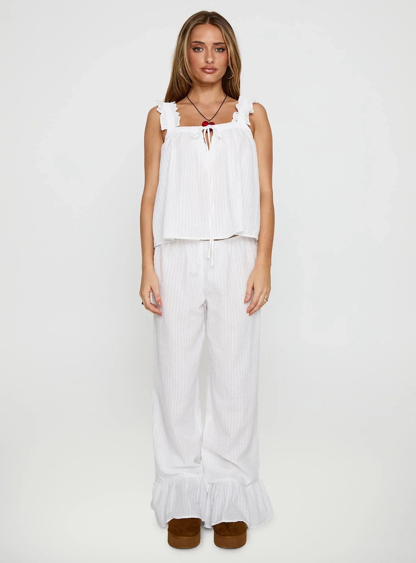 Santabelle Frill Pants White