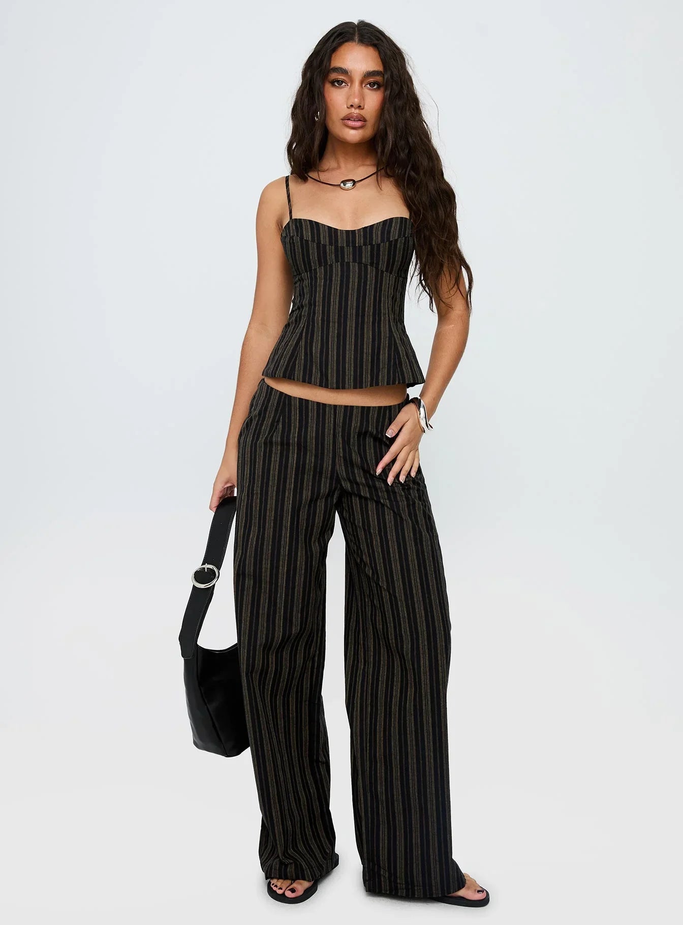 Kierstyn Corset Set Black Stripe