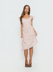 Avaline Asymmetrical Midi Skirt Pink