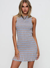 Cecilea Shirred Mini Dress Blue