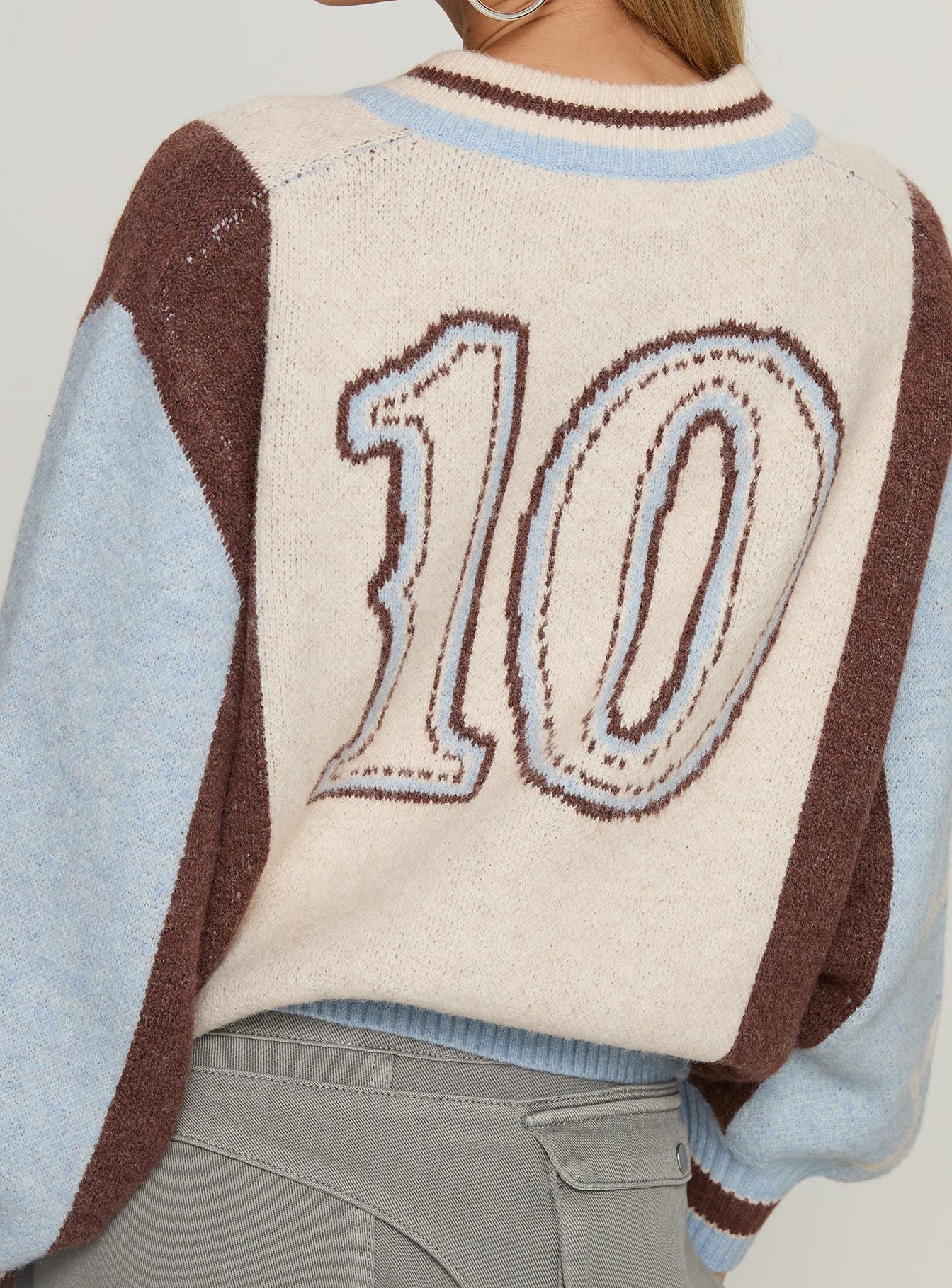 Brandyce Graphic Knit Jacket Blue Chocolate