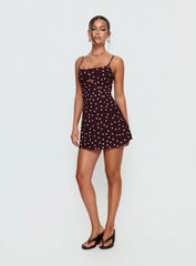 Powell Mini Dress Burgundy Pink Polka Dot