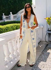 Grazia Pants Cream Blue