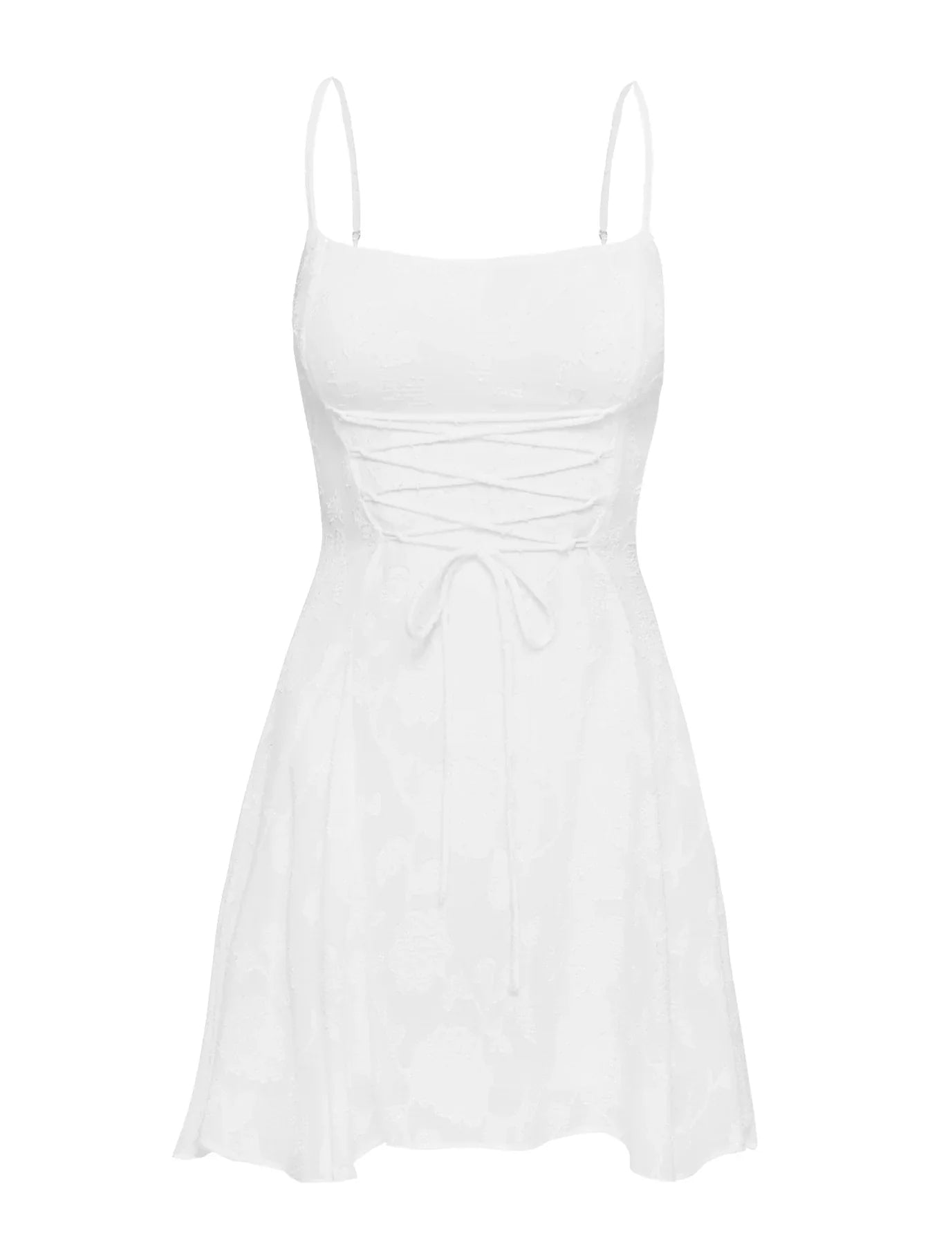 Wispie Lace Up Mini Dress White