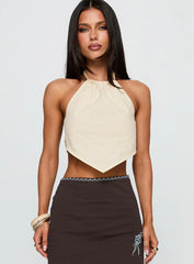Just Imagine Tie Back Top Beige