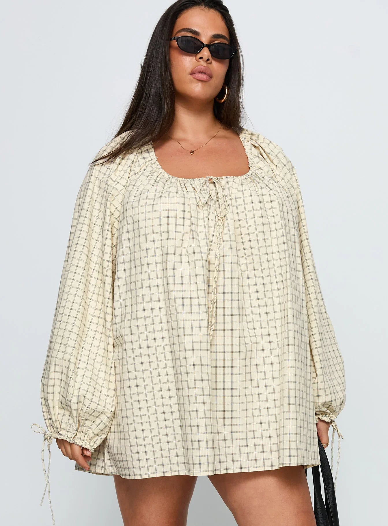 Preacher Playsuit White Check Curve