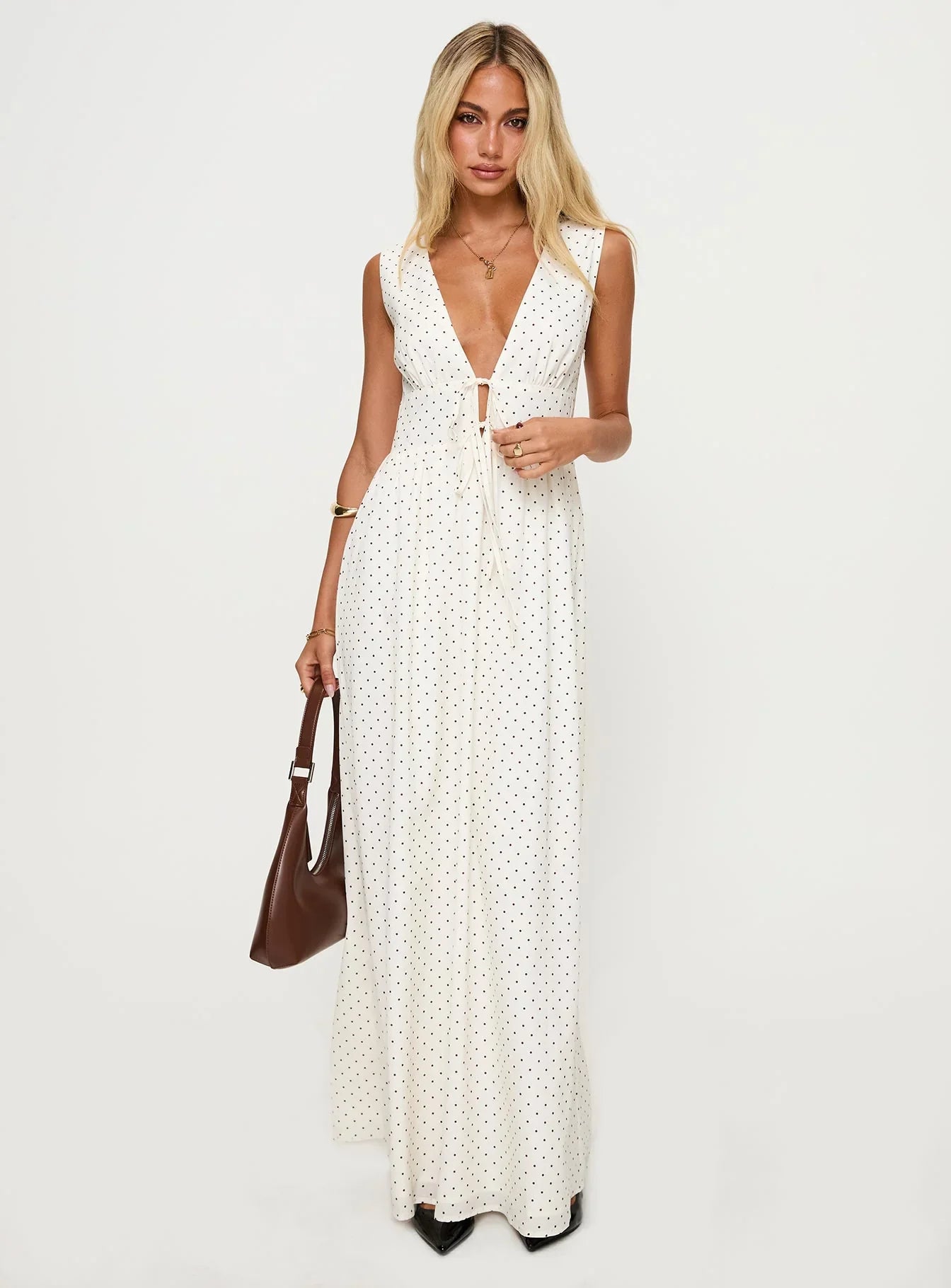Pokey Maxi Dress Cream Polka Dot
