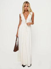 Pokey Maxi Dress Cream Polka Dot