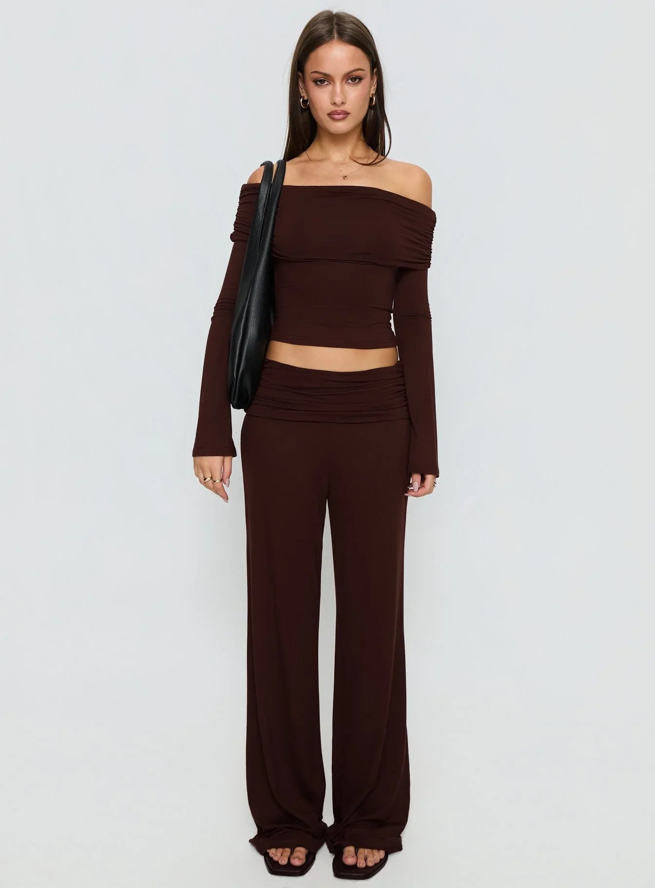 Fawne Ruched Folded Pants Brown