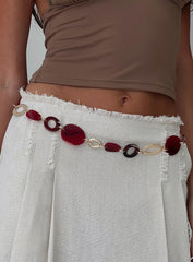 Felon Beaded Chain Belt Gold Red