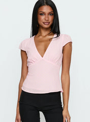 Dalanna Cap Sleeve Top Pink Lemon Polka