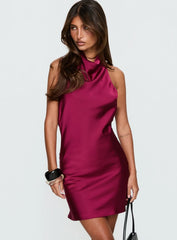 A list Halter Cowl Neck Mini Dress Plum