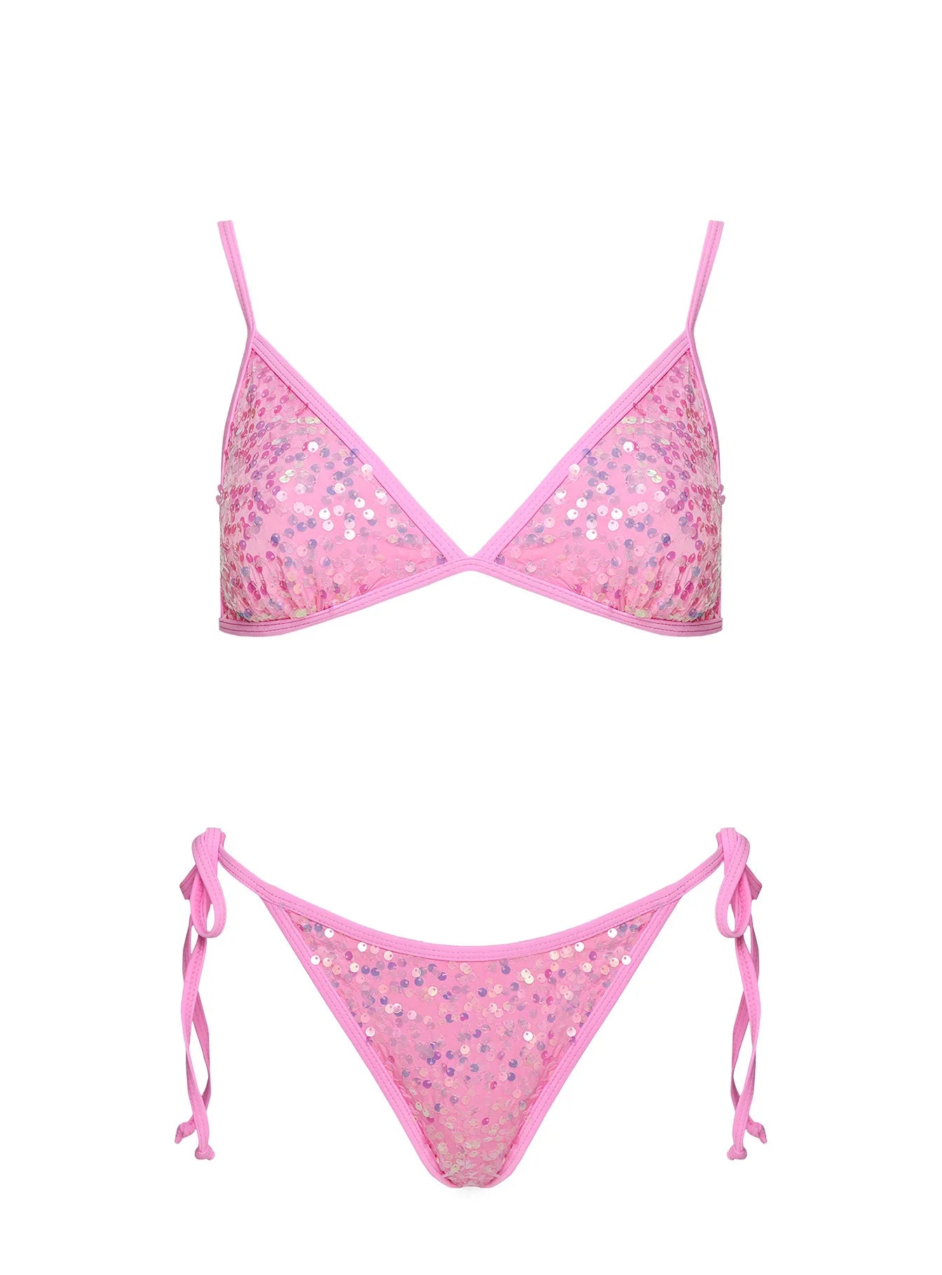 Passiona Sequin Tie Side Bikini Bottom Pink