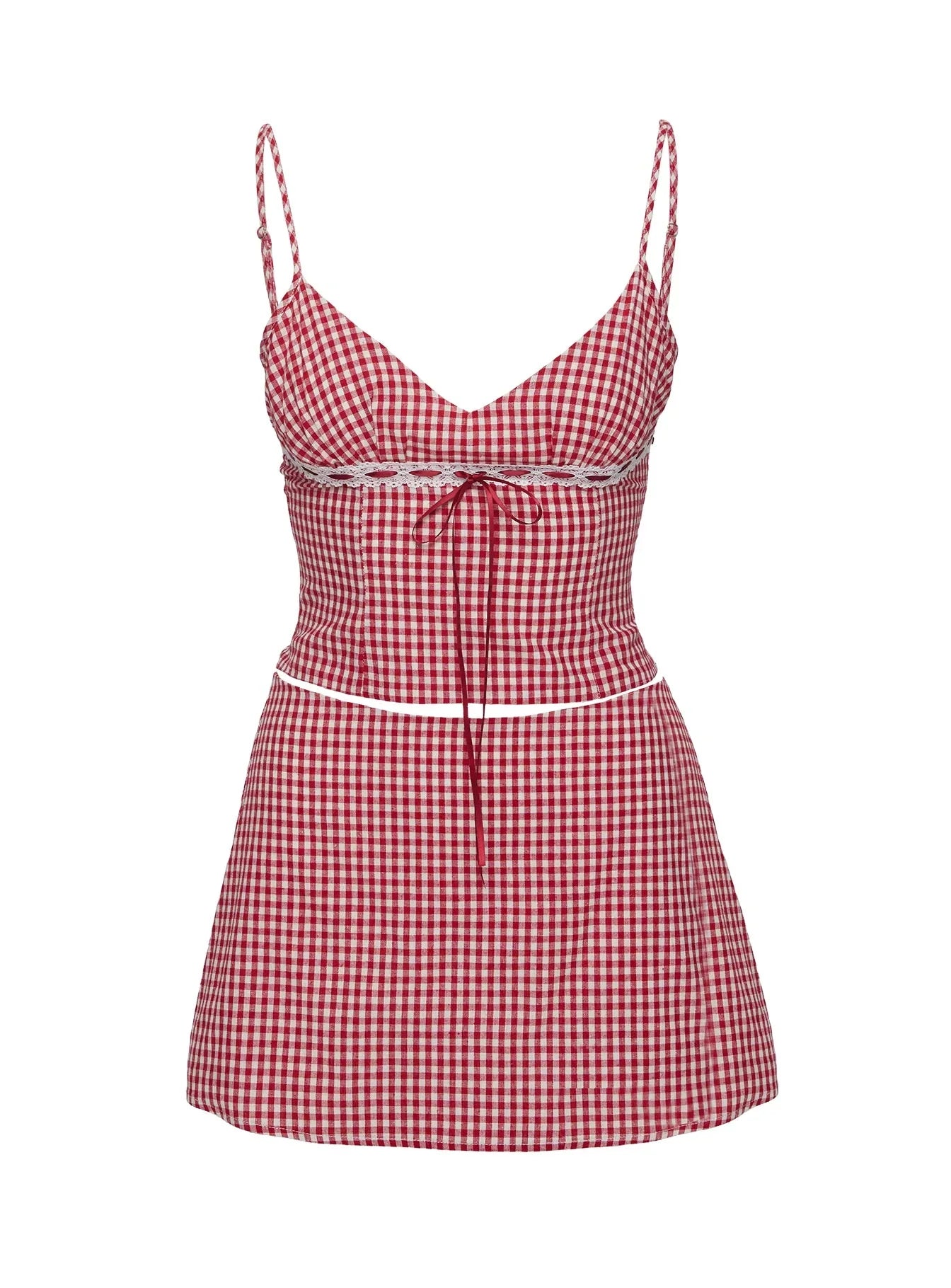 Daydreaming Gingham Set Red White