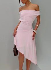 Yesina Halter Jersey Midi Dress Pink