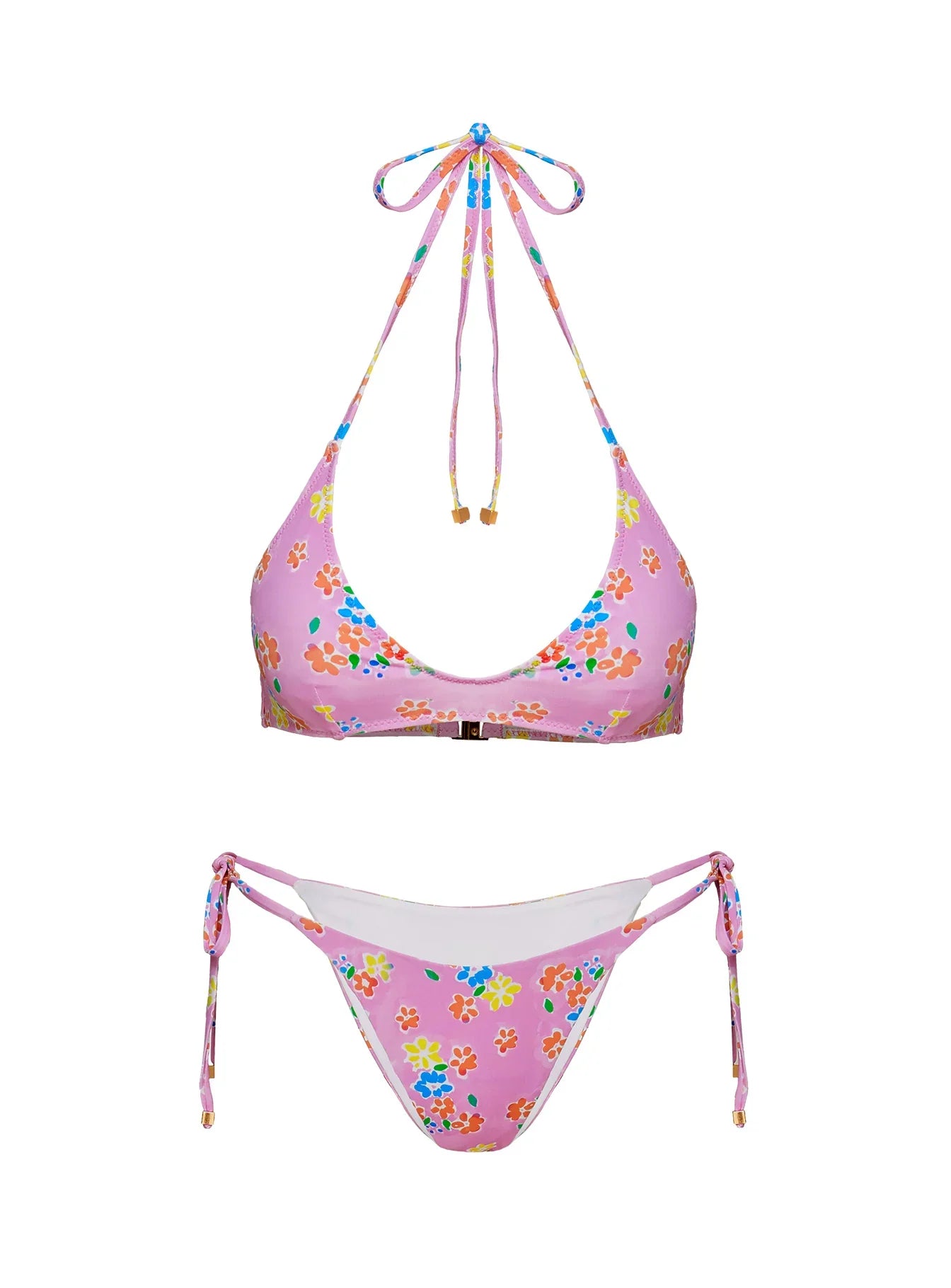 Athia Halter Shine Bikini Top Pink Floral