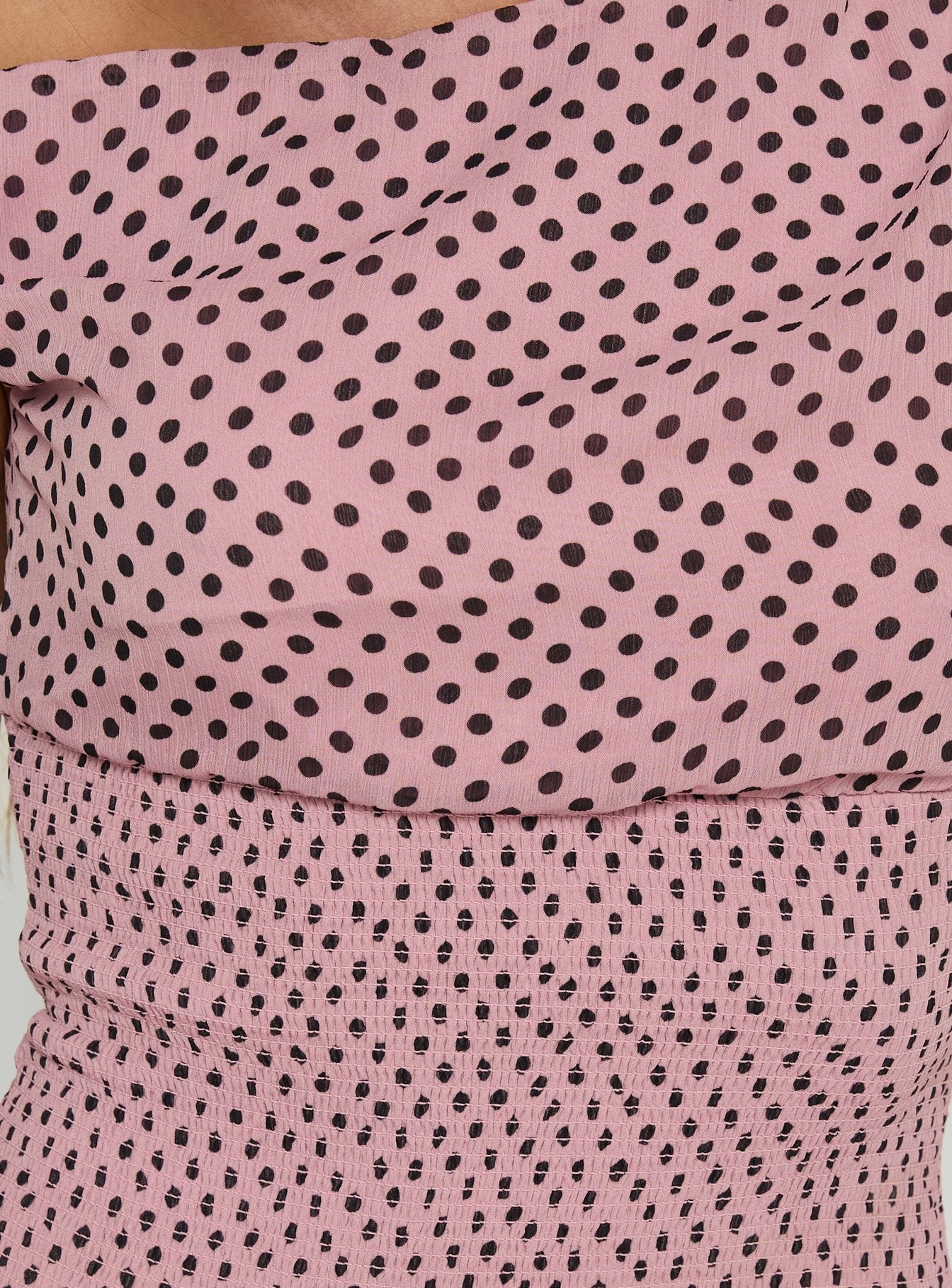 Ready To Party Off Shoulder Top Pink Black Polka