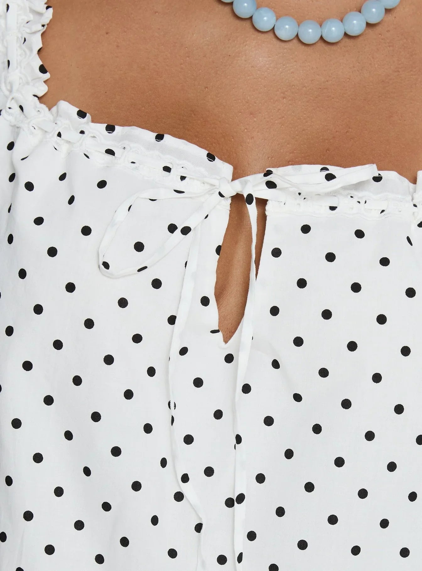 Swing Mini Dress White Polka Dot