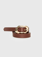 Capeside Faux Leather Belt Brown Gold