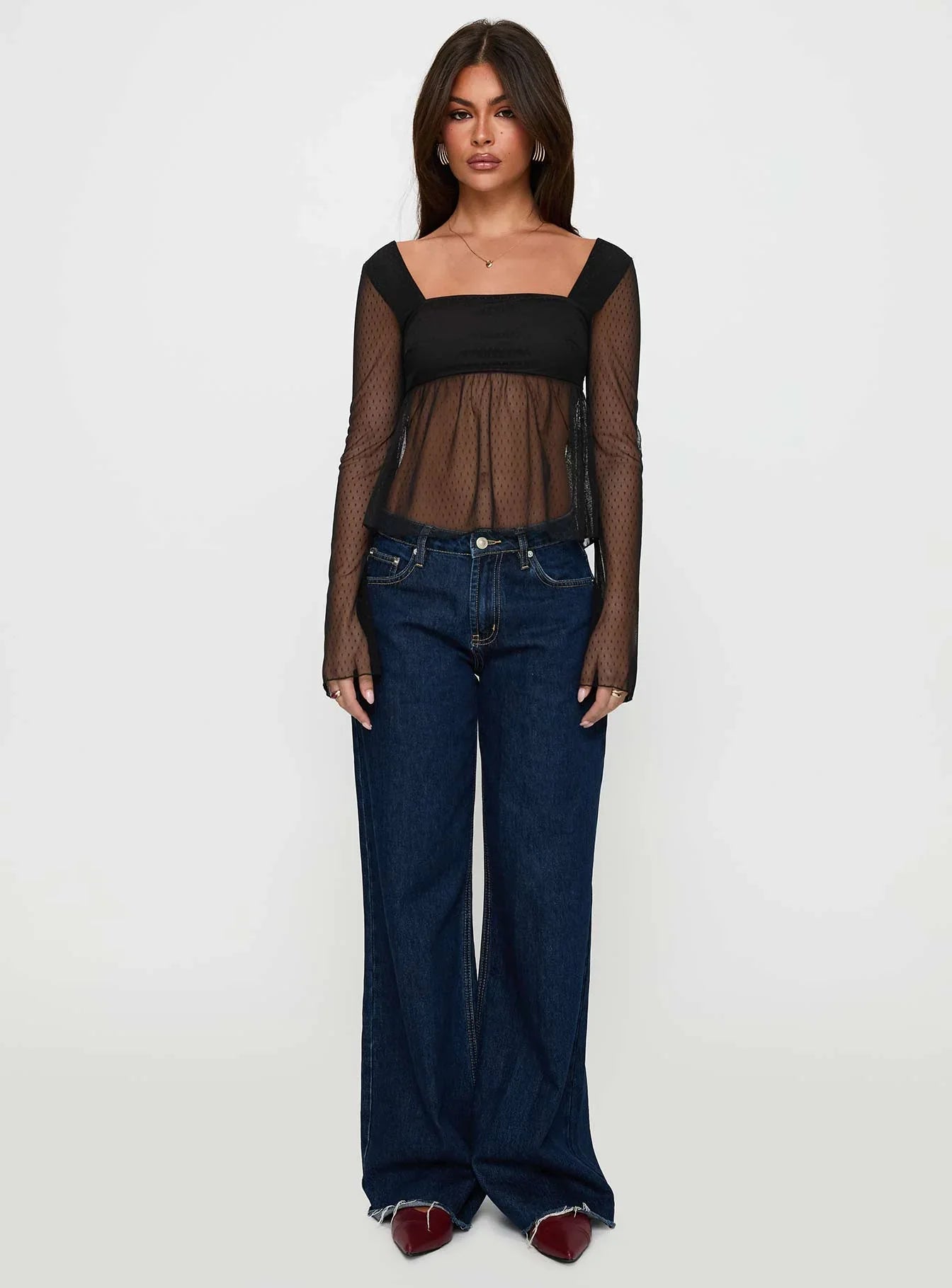 Fiorello Long Sleeve Top Black