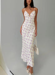Jessamine Frill Maxi Dress White Lilac